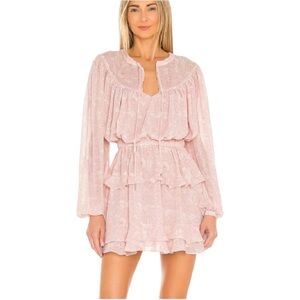Tularosa Pink Ruffled Tiered Mini Sundress